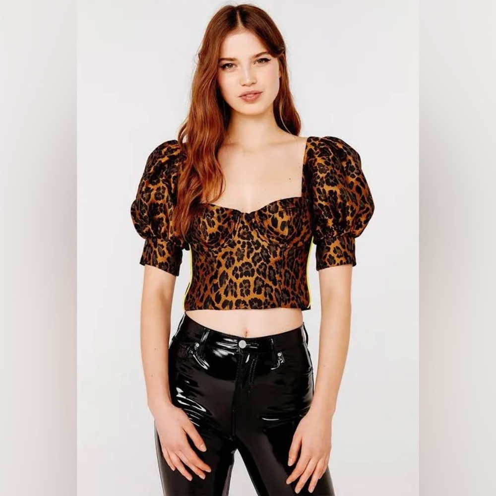 For Love & Lemons Jett Bustier Top Puff Sleeve size XS